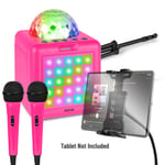 Karaoke Machine Speaker System with Lights, Microphones & Tablet Stand- KAR15P