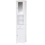 Bath Vida Priano Armoire de Salle de Bain Haute avec Miroir, Armoire de Rangement sur Pied, unité Haute, Blanc