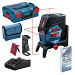 Bosch Professional 12V System Niveau Laser GCL 2-50 C (batterie 12 V + chargeur, laser rouge, pour l'intérieur, avec fonction application, support, pince, portée visible: jusqu’à 20 m, L-BOXX)