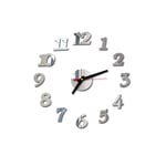 Oppal 3D Bricolage Chiffres Romains Acrylique Miroir Autocollant Mural Horloge décor à la Maison Stickers muraux, Horloge pour Le Jour de Pâques (Argent)