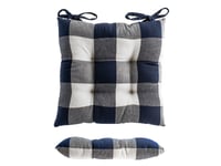 Coussin de Chaise en Tissu A Cadres Bleu Blanc Anderson