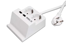 Support pour tablette ou smartphone avec chargeur USB (2,5 A pour Android ou iPhone) et prise Schuko 2 prises pour table