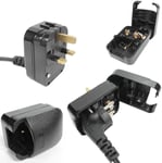 European EU Schuko to UK 3 Pin Converter Mains Plug 13A, Black Travel Adapter