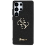 Guess Fast glitter bakre skall for Samsung Galaxy S25 Ultra med metallisk 4G-logo - Svart