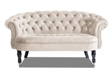 Soffa Chester Ludovic 2-sits - Beige Sammetssoffa