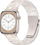 Light Resin Strap Compatible with Apple Watch Straps Women 38mm 40mm 41mm 42mm 44mm 45mm 46mm 49mm, Starlight Stainless Steel Buckle Ladies Strap for iWatch Ultra SE, Series 10 9 8 7 6 5 4 3 2 1