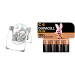 Ingenuity, Balancelle compacte pour bébé Fanciful Forest, 6 Vitesses de Balancement, 8 mélodies apaisantes & Duracell - Piles alcalines C Plus, 1.5 V LR14 MN1400, Paquet de 4