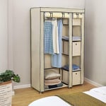 Hofuton Armoire à Vêtements, Penderie, Tissu Non-tissé, Cadre Métallique, 11045175cm, pour Chambre, Couloir, Dressing, Beige