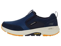 Skechers Men's Go Walk Outdoor-Athletic Slip-on Trail Hiking Shoes with Air Cooled Memory Foam Sneaker, Navy/Yellow, 7.5