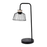 Ostaria - Lampe à poser filaire métal et rotin Lady Noir