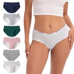 INNERSY Slip Femme Coton Taille Basse Shorties Sexy Confortables Culottes Rayures Sport Lot de 6 (XL, 3 Rayures/3 Couleur Unie)