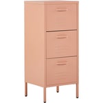 Armoire et Commode de Bureau en Acier Rose Pêche composé de Trois Tiroirs pour ranger les Dossiers Beliani