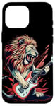 Coque pour iPhone 16 Pro Max Costume de lion à bascule avec guitare électrique