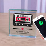 Our Favourite Song Cassette Tape - Personalised Glass Block Ornament Gift 9cm