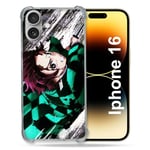 Cokitec Coque Renforcée pour Apple Iphone 16 Plus Manga Demon Slayer Tanjiro