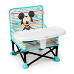 Bright Starts, Rehausseur Portable Disney Mickey Mouse Pop 'N Sit, Utilisation Intérieure et Extérieure, Siège au Sol avec Tablette pour Repas, Bleu, Pour Enfants de 6 Mois à 3 Ans