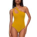 CARCOS Body pour femme - Été sexy - Une épaule - Débardeurs sans manches - Tanga - Body string pour femme, jaune, L