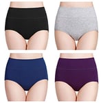 wirarpa Culotte Femme Taille Haute Boxer élastique Coton Slip Confort Shorty Lot de 4 Multicolore Taille XL