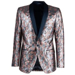 Dolce & Gabbana Lurex Fleurs Tuxedo Blazer Martini Bleu Rose 09747