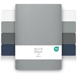 puredown Lot de 2 Premium Drap Housse 160x200 cm, Bonnet de 30 cm, Drap Housse Microfibre Brossée Épaisseur 120g/㎡ pour Matelas Épais, Protège Matelas Polyester, Parure de Lit, Oeko-Tex, Gris Clair