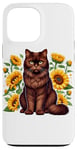 iPhone 13 Pro Max Sunflowers York Chocolate Cat Case