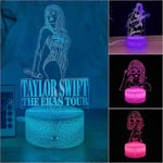 Taylor Swift 3D LED Nattlampa 7 Färger Bytbar Touchkontroll Skrivbordslampa Hem Rum Bord Dekoration Present a