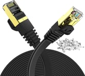 25M Cable Ethernet Rj45 Plat Cat 7 Câble De Réseau 10 Gigabit/S Noir[USB243284]