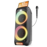 Oakcastle Party Loud Bluetooth Speaker | 80W Karaoke Machine with 5H Playtime | TWS Multi-Speaker Link, Party LED Lights, EQ Control, & Wired Microphone Included | Oakcastle PS200 disco speaker