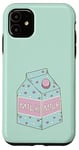 Coque pour iPhone 11 Boîte à lait pour amoureux du lait Kawaii Bleu pâle