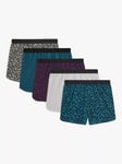 John Lewis ANYDAY Tonal Print Trunks, Pack of 5, Multi