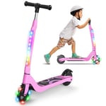 SISIGAD Electric Scooter for Kids Ages 6-12, Kids Electric Scooter with Adjustable Height, Teen Scooter with Light Up Wheels, Max Range 4KM and 10km/h Speed, Kick Scooter for Kids Boy Girls,Best Gift