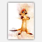 Artze Wall Art Nursery Artwork Kid's Room Decor Watercolour Lion King Timon Wall Art Print Poster, 30 cm Width x 40 cm Height