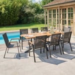 Table de terrasse en acacia et aluminium avec 8 fauteuils  Oviala