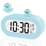 Ayybboo Réveil Enfant,Horloge Numerique Apprentissage Enfant avec Grand Écran LCD,Snooze,Rétroéclairage Automatique la Nuit,Température,Calendrier,Réveil de Voyage Digitale pour Garçons Filles(Azur)