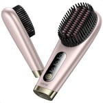 Pink Cordless Hair Straightener Brush Portable Mini Straightening Rechargeable