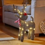 Christmas Reindeer LED Decoration Light Up Rattan Stag Figure Home Decor Xmas