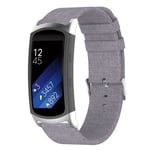 Samsung Gear Fit2 Pro Hengittävä kanvas kangas vaihdettava kellon ranneke metalli soljella - Vaalean Harmaa Hopea/Harmaa