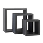 Modern Box Floating Wall Shelves - 25cm - Pack of 3