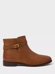 Crew Clothing Buckle Leather Ankle Boots, Camel Brown