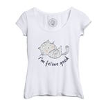 T-Shirt Femme Col Echancré I'm Feline Good Chat Animaux De Compagnie Dessin