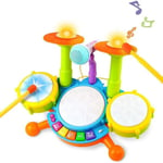 Kit Tambour pour enfant - MARSEE - Jouet Musical Tambour avec lumières clignotantes et microphone