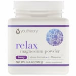 Youtheory, Relax, Magnesium Powder, Stress Formula + L-Theanine, Berry, 4.4 oz (