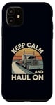 Coque pour iPhone 11 Trucker Life : Keep Calm and Haul On Retro Truck Driver