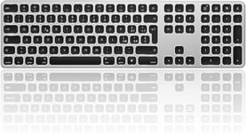 Clavier sans Fil pour Mac, Récepteur USB et Type C, Rétroéclairé - Rechargeable, Ultra-Mince, Disposition AZERTY Français, Compatible avec Apple iMac, MacBook Pro/Air, Mac Pro, Mac Mini - Noir et Gris