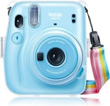 Housse de Protection pour Appareil Photo Instantané Fujifilm Instax Mini 11, Coque Tansparente Rigide en PVC Etui avec Sangle Amovible Sacoche de Rangement, Transparent Clair.[G294]