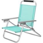 Chaise de plage portable, Siège d’extérieur pliable, dossier réglable sur 4 positions, avec accoudoirs, tissu respirant et confortable, charge 150