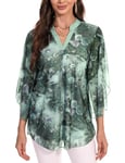 Gyabnw Tunique Femme Chic Et Elegant Tunic Chemise Longue Haut Ample Manches 3/4 Shirt Décontracté