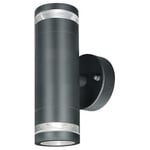 4lite Marinus Outdoor Up Down Wall Light (Anthracite) Rust Free IP44 Rated Exterior Wall Lamp Supplied with 2X Smart GU10 Bulbs - 4L2/7006-4Yr Guarantee