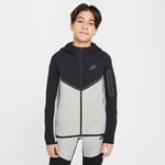 Nike Hettegenser NSW Tech Fleece FZ 24 - Grå/Sort Barn, størrelse M: 137-147 cm