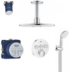 GROHE Grohtherm Round SmartControl Thermostatic Ceiling Shower Installation Set, Moon White